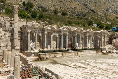 Sagalassos Ancient City. View of the surviving ruins of the Roman building in the ancient city of Sagalassos in Turkey's Burdur province.の写真素材