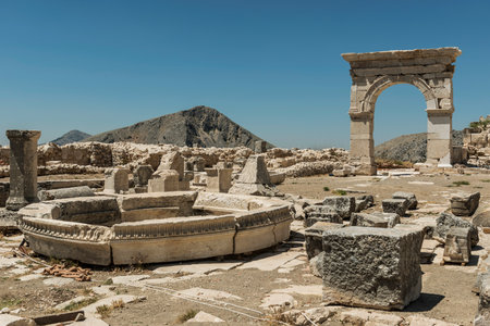Sagalassos Ancient City. View of the surviving ruins of the Roman building in the ancient city of Sagalassos in Turkey's Burdur province.の写真素材