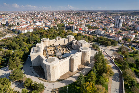 The Karaman Castle, located in Karaman city center, is considered to be built at the end of 11.century and completed in the beginning of 12.centuryの写真素材