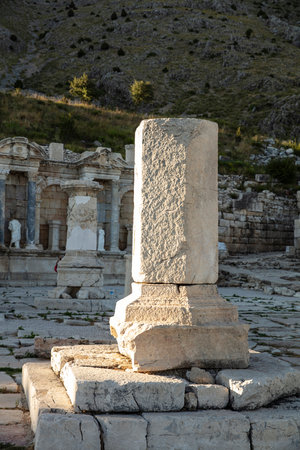 Sagalassos Ancient City. View of the surviving ruins of the Roman building in the ancient city of Sagalassos in Turkey's Burdur province.の写真素材