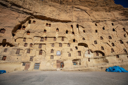 Taskale granaries are natural food storages in Taskale town of Karaman province,Turkey.