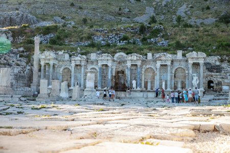 Sagalassos Ancient City. View of the surviving ruins of the Roman building in the ancient city of Sagalassos in Turkey's Burdur province.の写真素材