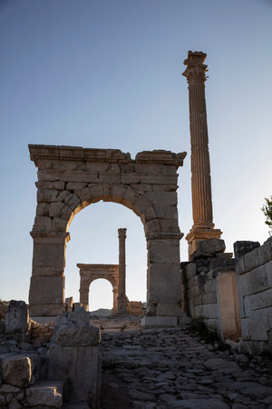 Sagalassos Ancient City. View of the surviving ruins of the Roman building in the ancient city of...