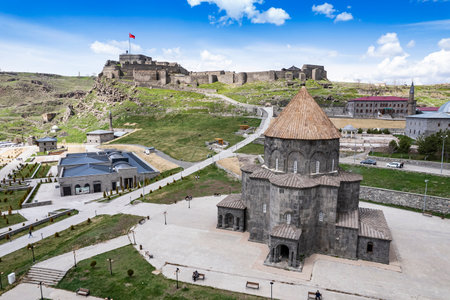 Eastern Anatolia, Turkey. Cityscape of the Kars town in Kars provinceの写真素材