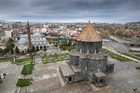 Eastern Anatolia, Turkey. Cityscape of the Kars town in Kars provinceの写真素材