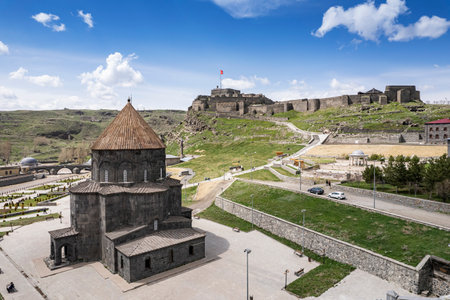 Eastern Anatolia, Turkey. Cityscape of the Kars town in Kars provinceの写真素材
