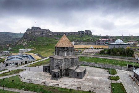 Eastern Anatolia, Turkey. Cityscape of the Kars town in Kars provinceの写真素材