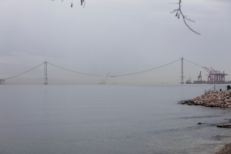 The Osmangazi Bridge (Turkish: Osman Gazi KÃ¶prÃ¼) is a suspension bridge of Turkey.の写真素材