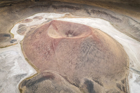 Aerial view of Meke Crater Lake in Konya, Turkey.の写真素材