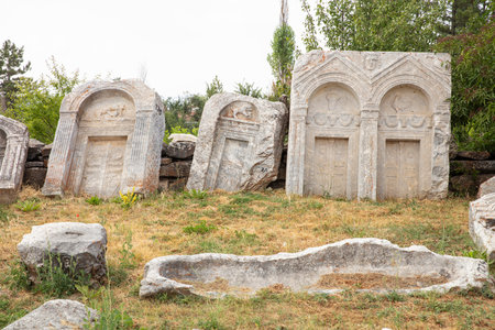 Aizonai ancient city ruins with Zeus temple. Aizanoi ancient city in Cavdarhisar, Kutahya, Turkey.の写真素材