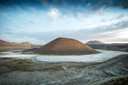 Aerial view of Meke Crater Lake in Konya, Turkey.の写真素材