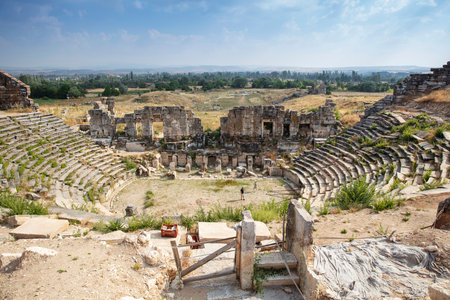 Aizonai ancient city ruins with Zeus temple. Aizanoi ancient city in Cavdarhisar, Kutahya, Turkey.の写真素材