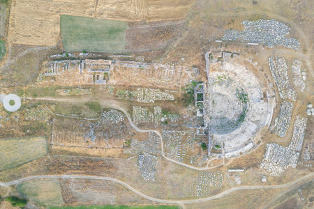 Aizonai ancient city ruins with Zeus temple. Aizanoi ancient city in Cavdarhisar, Kutahya, Turkey.の写真素材