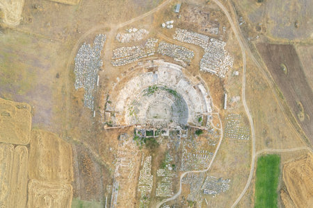 Aizonai ancient city ruins with Zeus temple. Aizanoi ancient city in Cavdarhisar, Kutahya, Turkey.の写真素材