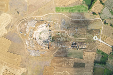 Aizonai ancient city ruins with Zeus temple. Aizanoi ancient city in Cavdarhisar, Kutahya, Turkey.の写真素材