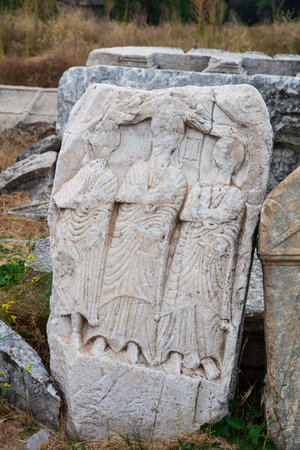Aizonai ancient city ruins with Zeus temple. Aizanoi ancient city in Cavdarhisar, Kutahya, Turkey.の写真素材