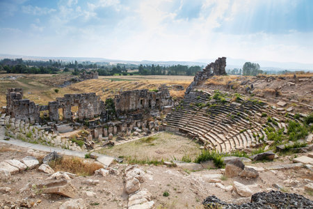 Aizonai ancient city ruins with Zeus temple. Aizanoi ancient city in Cavdarhisar, Kutahya, Turkey.の写真素材