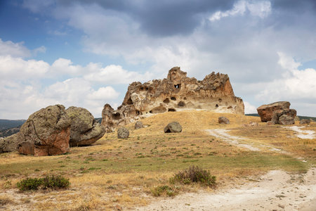 A view from Asar Castle in the Phrygian Valley in Doger, Afyonkarahisar, Turkey.