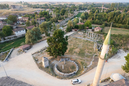 Aizonai ancient city ruins with Zeus temple. Aizanoi ancient city in Cavdarhisar, Kutahya, Turkey.の写真素材