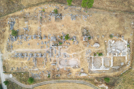 Aizonai ancient city ruins with Zeus temple. Aizanoi ancient city in Cavdarhisar, Kutahya, Turkey.の写真素材