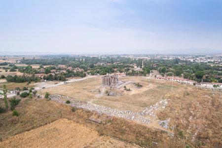 Aizonai ancient city ruins with Zeus temple. Aizanoi ancient city in Cavdarhisar, Kutahya, Turkey.の写真素材