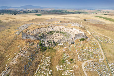 Aizonai ancient city ruins with Zeus temple. Aizanoi ancient city in Cavdarhisar, Kutahya, Turkey.の写真素材