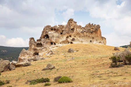 A view from Asar Castle in the Phrygian Valley in Doger, Afyonkarahisar, Turkey.