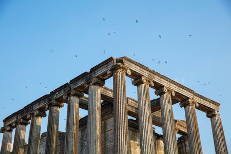 Aizonai ancient city ruins with Zeus temple. Aizanoi ancient city in Cavdarhisar, Kutahya, Turkey.の写真素材