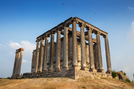 Aizonai ancient city ruins with Zeus temple. Aizanoi ancient city in Cavdarhisar, Kutahya, Turkey.の写真素材