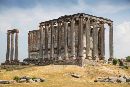 Aizonai ancient city ruins with Zeus temple. Aizanoi ancient city in Cavdarhisar, Kutahya, Turkey.の写真素材