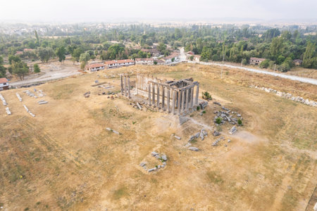Aizonai ancient city ruins with Zeus temple. Aizanoi ancient city in Cavdarhisar, Kutahya, Turkey.の写真素材