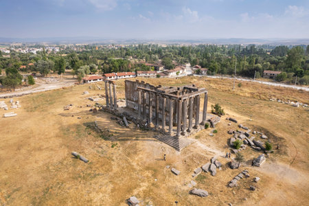 Aizonai ancient city ruins with Zeus temple. Aizanoi ancient city in Cavdarhisar, Kutahya, Turkey.の写真素材