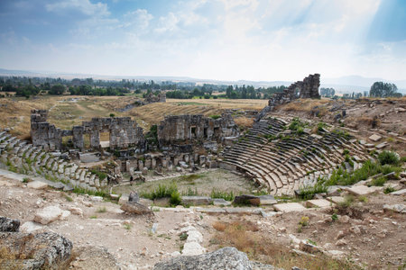 Aizonai ancient city ruins with Zeus temple. Aizanoi ancient city in Cavdarhisar, Kutahya, Turkey.の写真素材