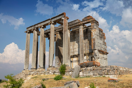 Aizonai ancient city ruins with Zeus temple. Aizanoi ancient city in Cavdarhisar, Kutahya, Turkey.の写真素材