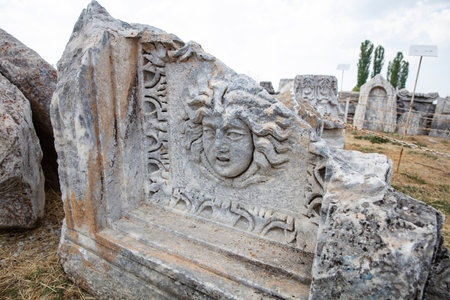 Aizonai ancient city ruins with Zeus temple. Aizanoi ancient city in Cavdarhisar, Kutahya, Turkey.の写真素材