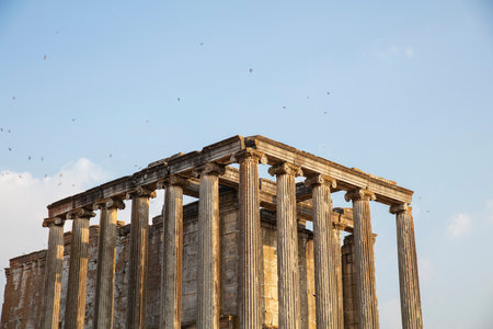 Aizonai ancient city ruins with Zeus temple. Aizanoi ancient city in Cavdarhisar, Kutahya, Turkey.の写真素材