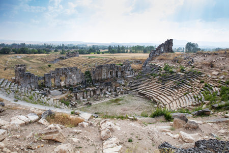 Aizonai ancient city ruins with Zeus temple. Aizanoi ancient city in Cavdarhisar, Kutahya, Turkey.の写真素材