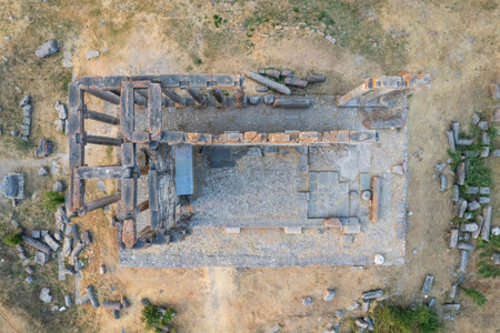 Aizonai ancient city ruins with Zeus temple. Aizanoi ancient city in Cavdarhisar, Kutahya, Turkey.