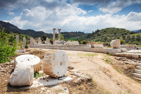 The Temple of Artemis. Sardes (Sardis) Ancient city. Manisa, Turkey. UNESCO World Heritage Tentative List. The most visited ancient buildings in Turkey.の写真素材