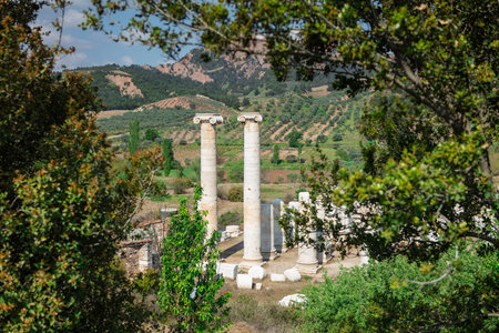 The Temple of Artemis. Sardes (Sardis) Ancient city. Manisa, Turkey. UNESCO World Heritage Tentative List. The most visited ancient buildings in Turkey.の写真素材