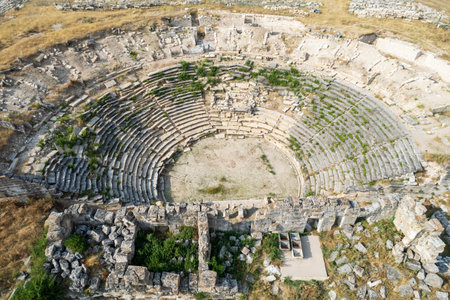Aizonai ancient city ruins with Zeus temple. Aizanoi ancient city in Cavdarhisar, Kutahya, Turkey.の写真素材