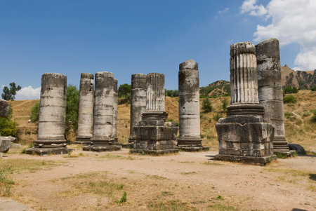 Ancient City Sardes (Sardis) Ancient City with gymnasium and synagogue ruins and columns in Manisa.の写真素材