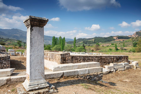 The Temple of Artemis. Sardes (Sardis) Ancient city. Manisa, Turkey. UNESCO World Heritage Tentative List. The most visited ancient buildings in Turkey.の写真素材