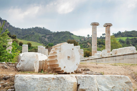 The Temple of Artemis. Sardes (Sardis) Ancient city. Manisa, Turkey. UNESCO World Heritage Tentative List. The most visited ancient buildings in Turkey.の写真素材