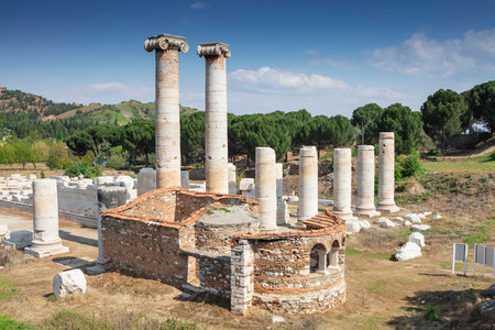 The Temple of Artemis. Sardes (Sardis) Ancient city. Manisa, Turkey. UNESCO World Heritage Tentative List. The most visited ancient buildings in Turkey.の写真素材