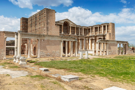 The ancient city of Sardis or Sardis at sunset. The city of Sard, the capital of the Lydians. Turkey's most famous ancient cities. Salihli district, Manisa, Turkeyの写真素材
