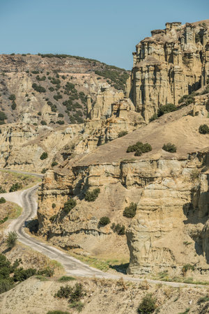 Kula Fairy Chimneys, Kula Geopark at Manisa, Turkey. Kula Volcanic Geopark, also known as Kuladoccia (Kuladokya).の写真素材