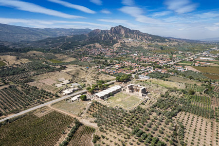 Ancient City Sardes (Sardis) Ancient City with gymnasium and synagogue ruins and columns in Manisa.の写真素材
