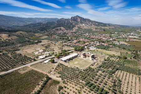 Ancient City Sardes (Sardis) Ancient City with gymnasium and synagogue ruins and columns in Manisa.の写真素材