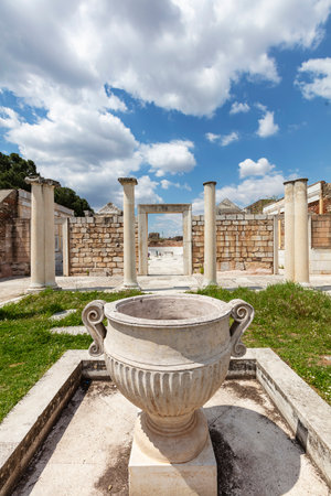 The ancient city of Sardis or Sardis at sunset. The city of Sard, the capital of the Lydians. Turkey's most famous ancient cities. Salihli district, Manisa, Turkeyの写真素材
